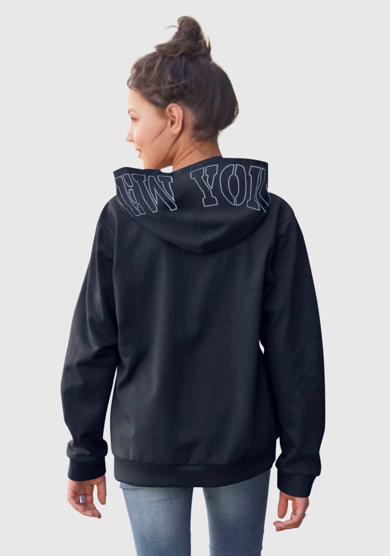 KIDSWORLD Kapuzensweatshirt », Hoodie mit Print auf der Kapuze«, Langarm, weite Passform, stylischer Druck, Basic-Stil von KIDSWORLD