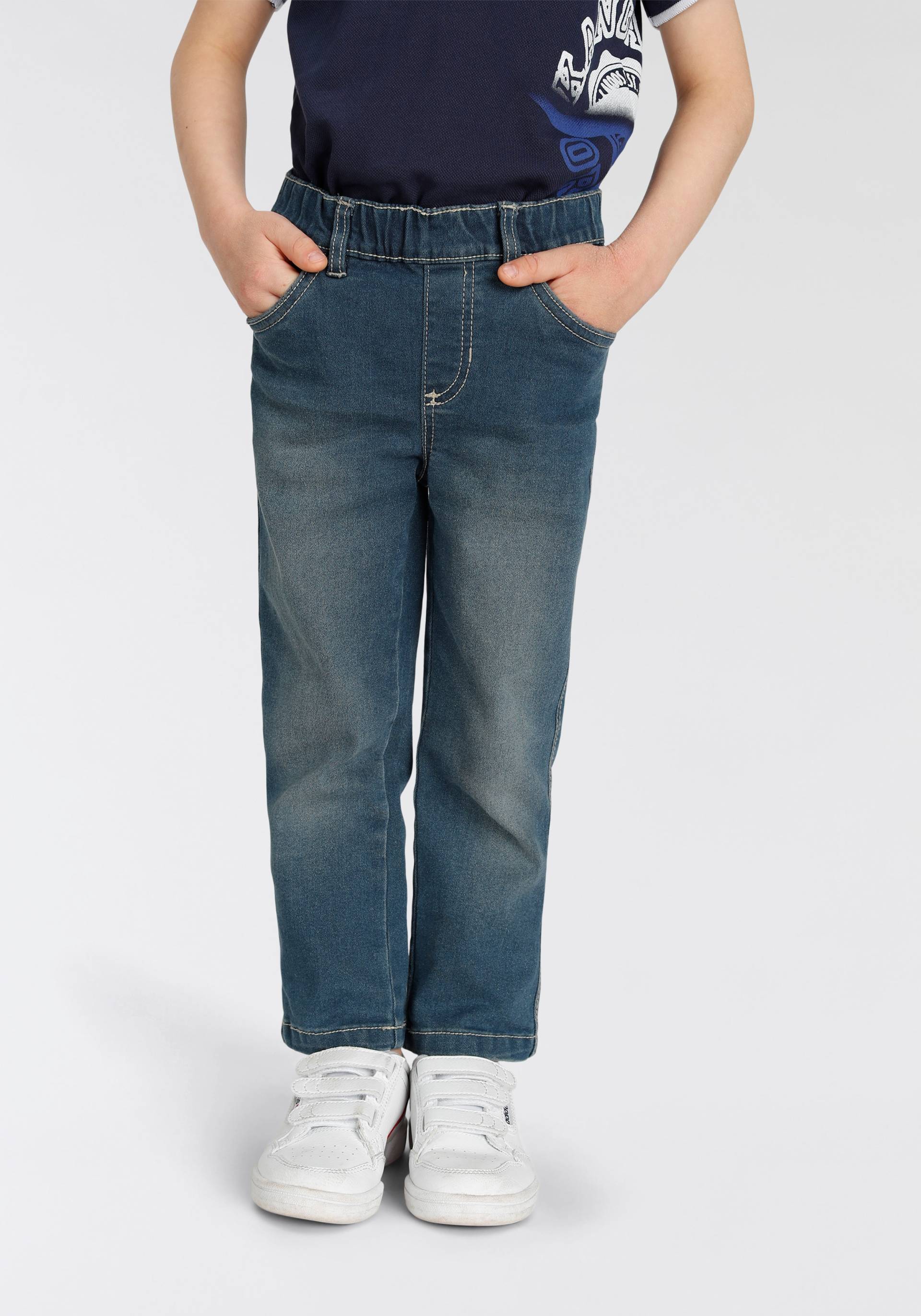 KIDSWORLD Schlupfjeans », Stretch-Jeans für kleine Jungen«, bequeme Passform, gerade Beinform, mit Gummizug im Bund von KIDSWORLD