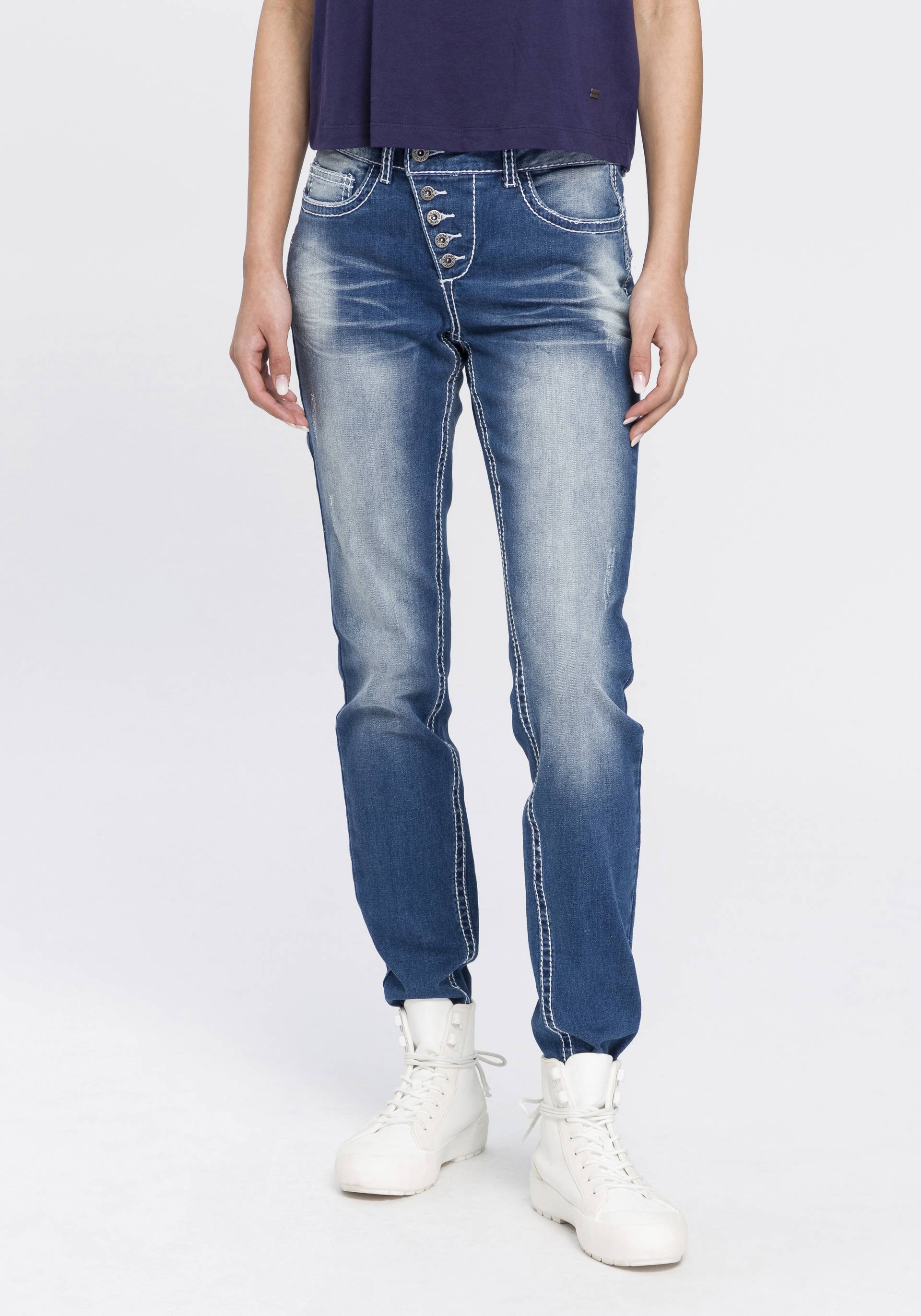 Arizona Slim-fit-Jeans »Heavy Washed - Shaping«, Mid Waist von Arizona