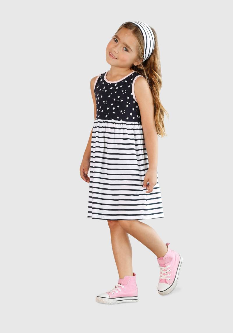 KIDSWORLD Jerseykleid »2tlg. Shirtkleid + Haarband für kleine Mädchen«, (Set, 2 tlg.), für den Alltag, 2-teiliges Set, ausgestellt, aus Baumwolle von KIDSWORLD