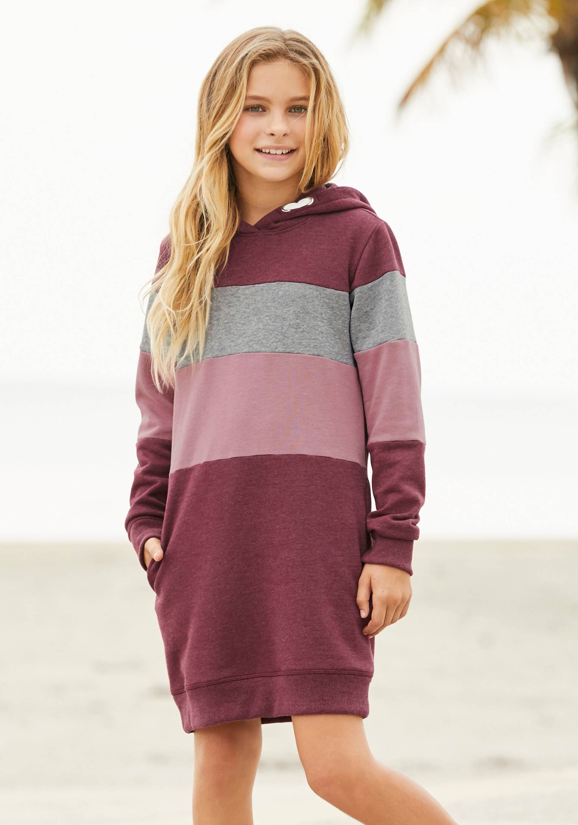 KIDSWORLD Sweatkleid, mit Kapuze und Colorblocking von KIDSWORLD