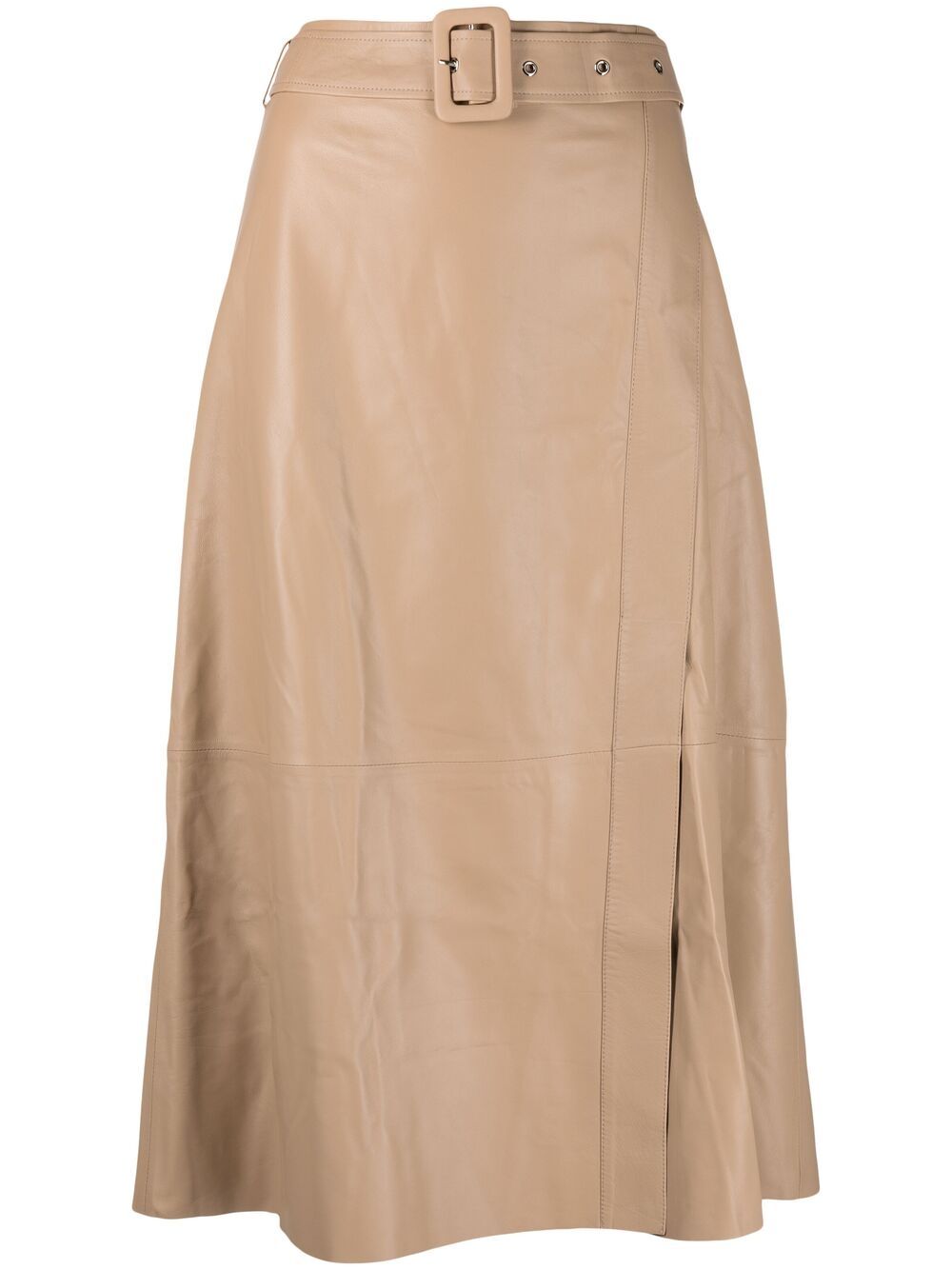 Arma A-line leather midi skirt - Neutrals von Arma