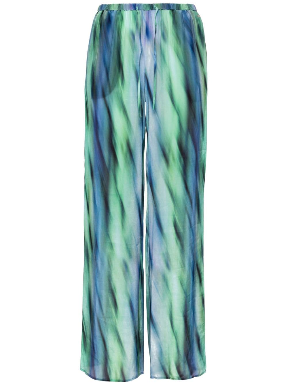Armani Exchange abstract-print lightweight straight trousers - Green von Armani Exchange