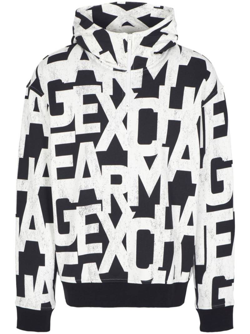 Armani Exchange all-over logo-print hoodie - Black von Armani Exchange