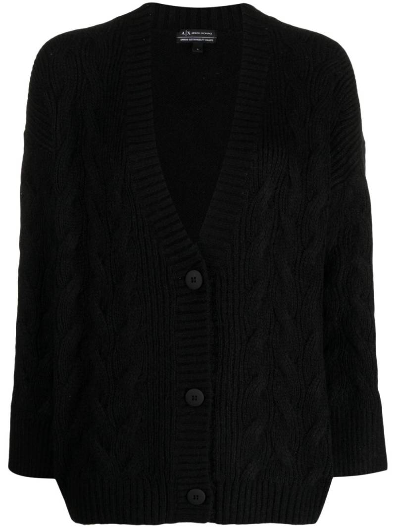 Armani Exchange button-up cable-knit cardigan - Black von Armani Exchange