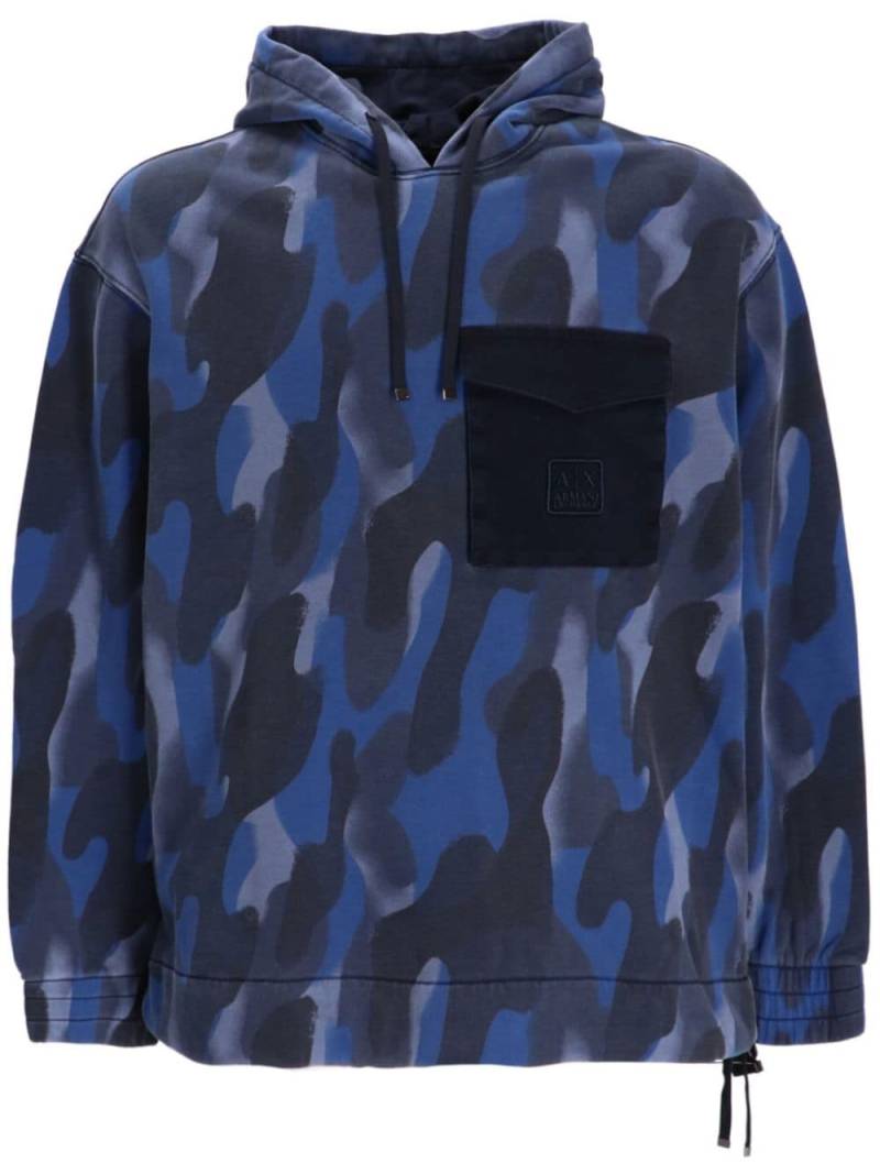 Armani Exchange camouflage-pattern cotton hoodie - Blue von Armani Exchange