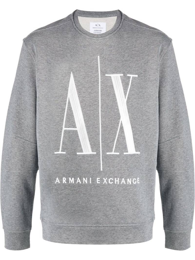 Armani Exchange crew neck logo embroidered sweatshirt - Grey von Armani Exchange