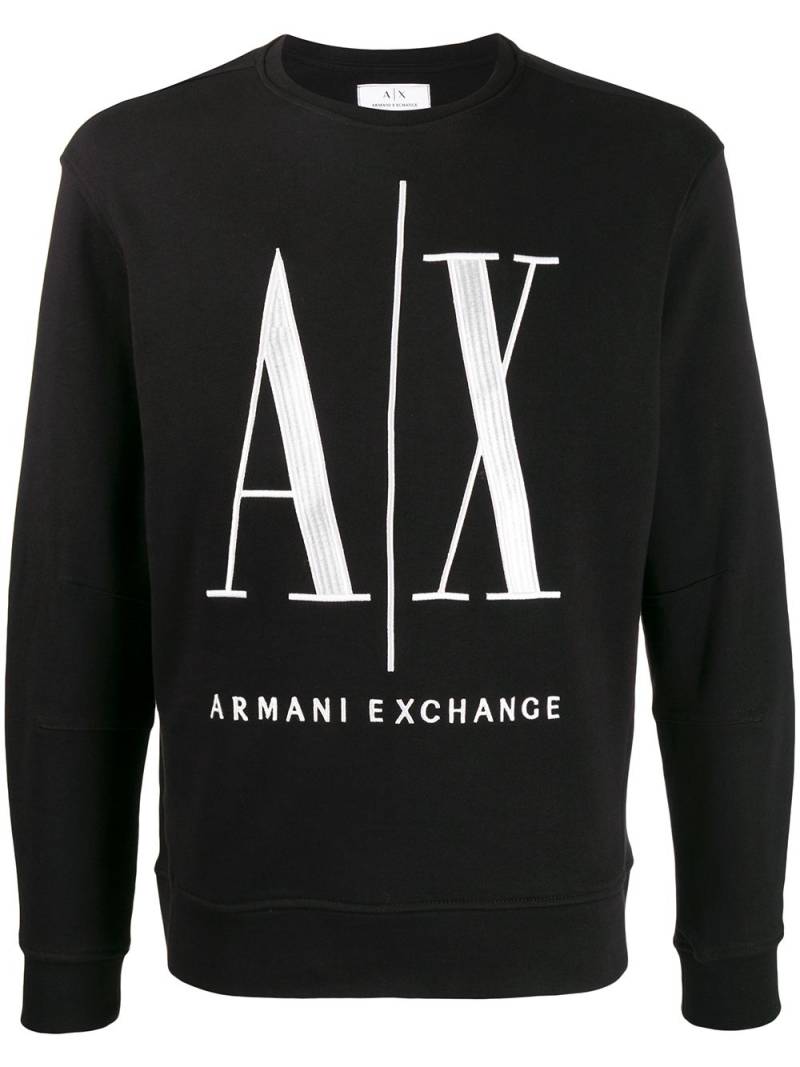 Armani Exchange embroidered logo cotton sweatshirt - Black von Armani Exchange