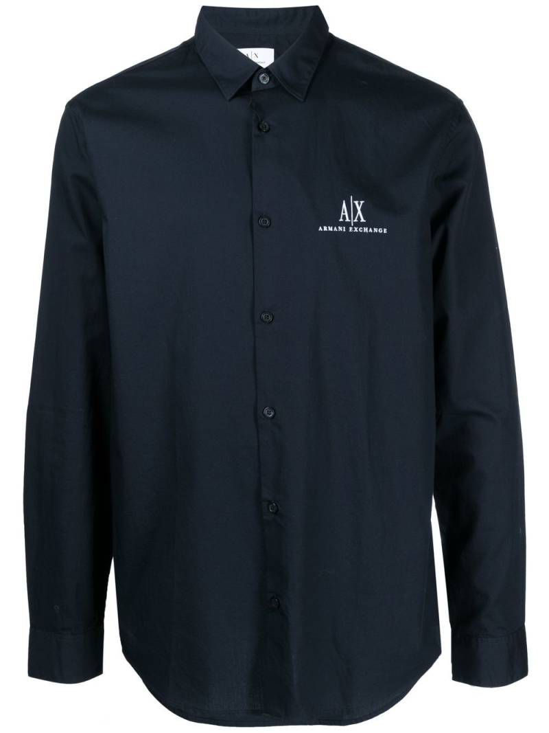 Armani Exchange embroidered-logo long-sleeve shirt - Black von Armani Exchange