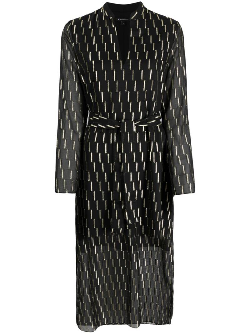 Armani Exchange geometric-pattern print metallic-finish dress - Black von Armani Exchange