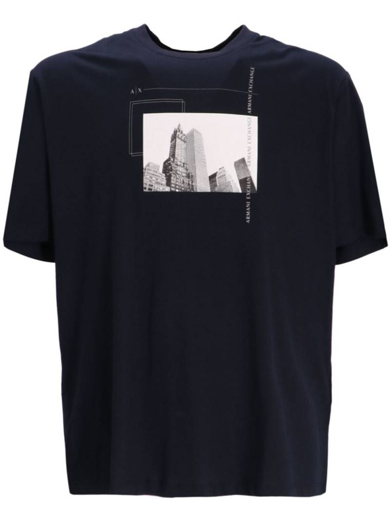 Armani Exchange graphic-print cotton T-shirt - Blue von Armani Exchange