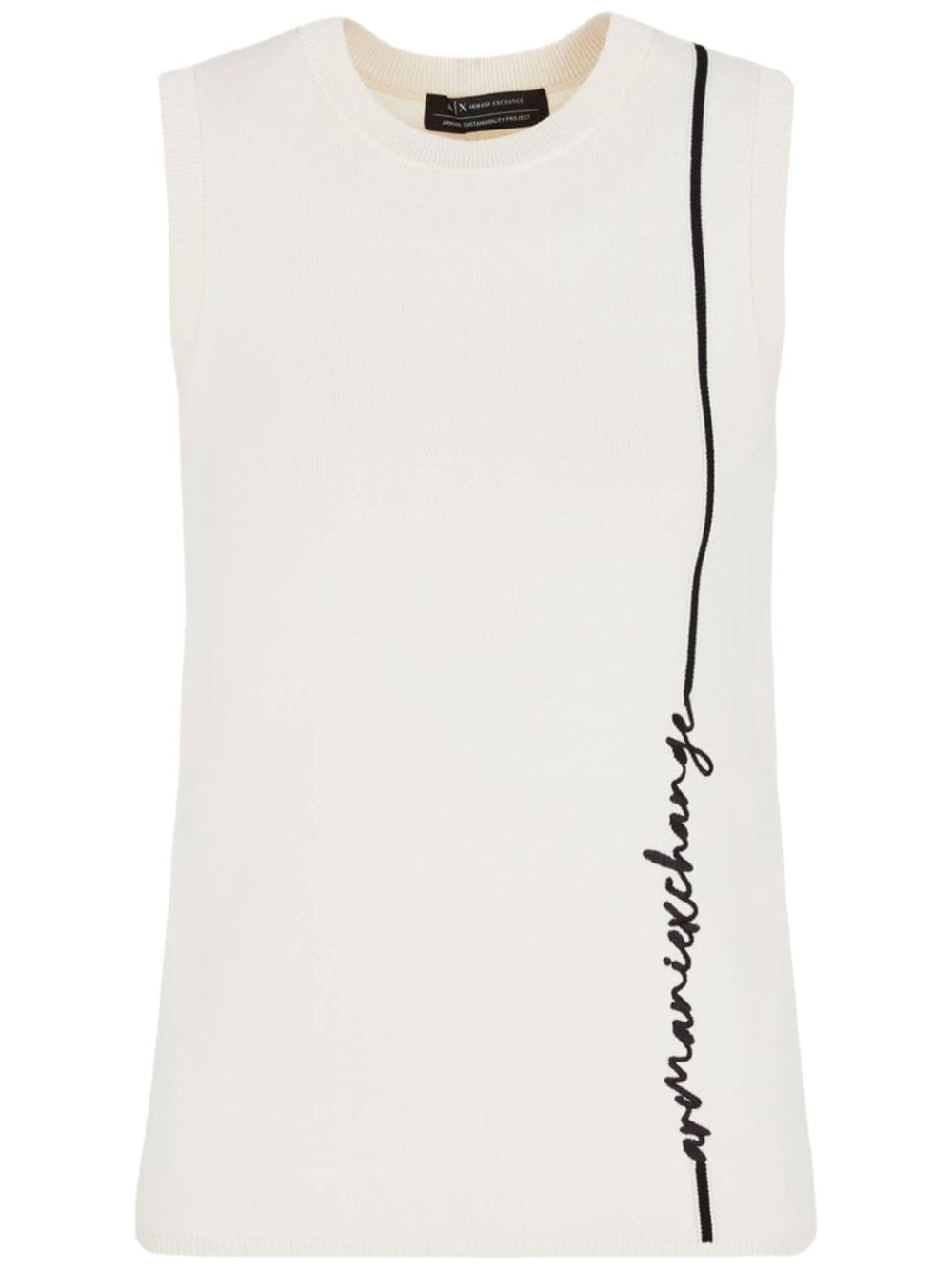 Armani Exchange intarsia-knit logo sleeveless top - White von Armani Exchange