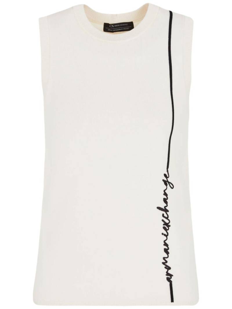 Armani Exchange intarsia-knit logo sleeveless top - White von Armani Exchange