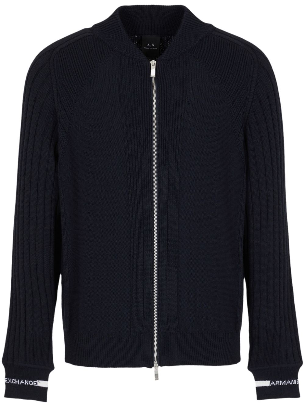 Armani Exchange intarsia-knit logo zip-up cardigan - Blue von Armani Exchange