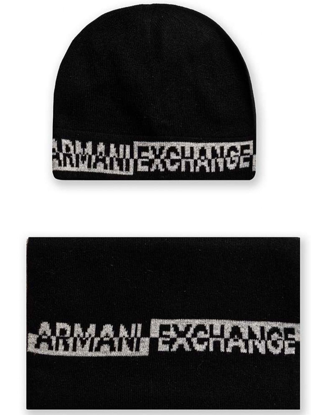 Armani Exchange intarsia-knit set of scarf and beanie - Black von Armani Exchange