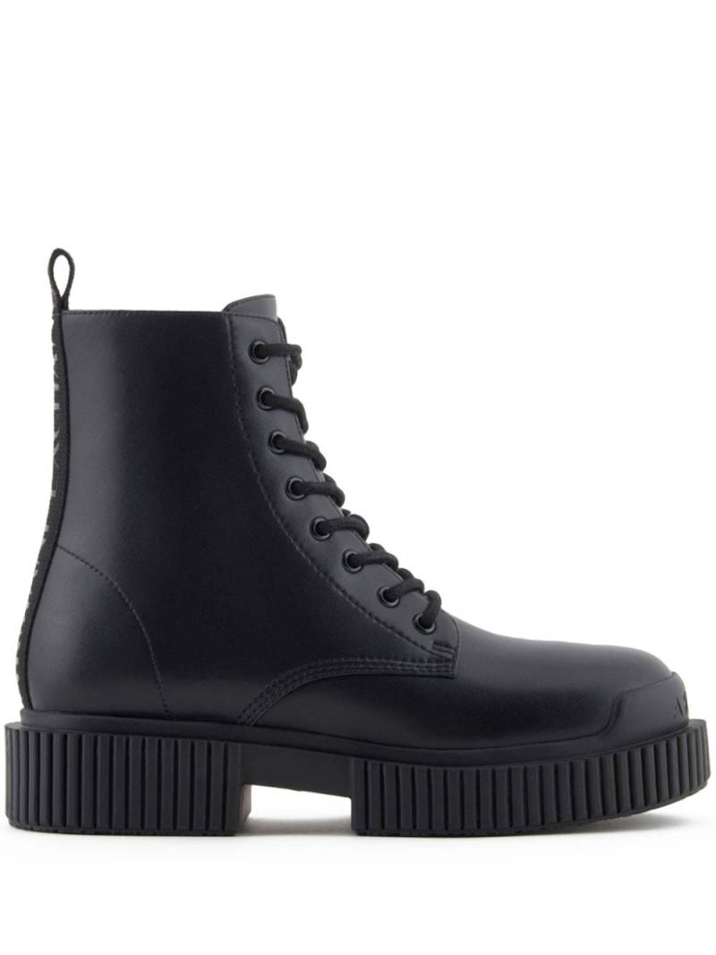 Armani Exchange leather Combat boots - Black von Armani Exchange