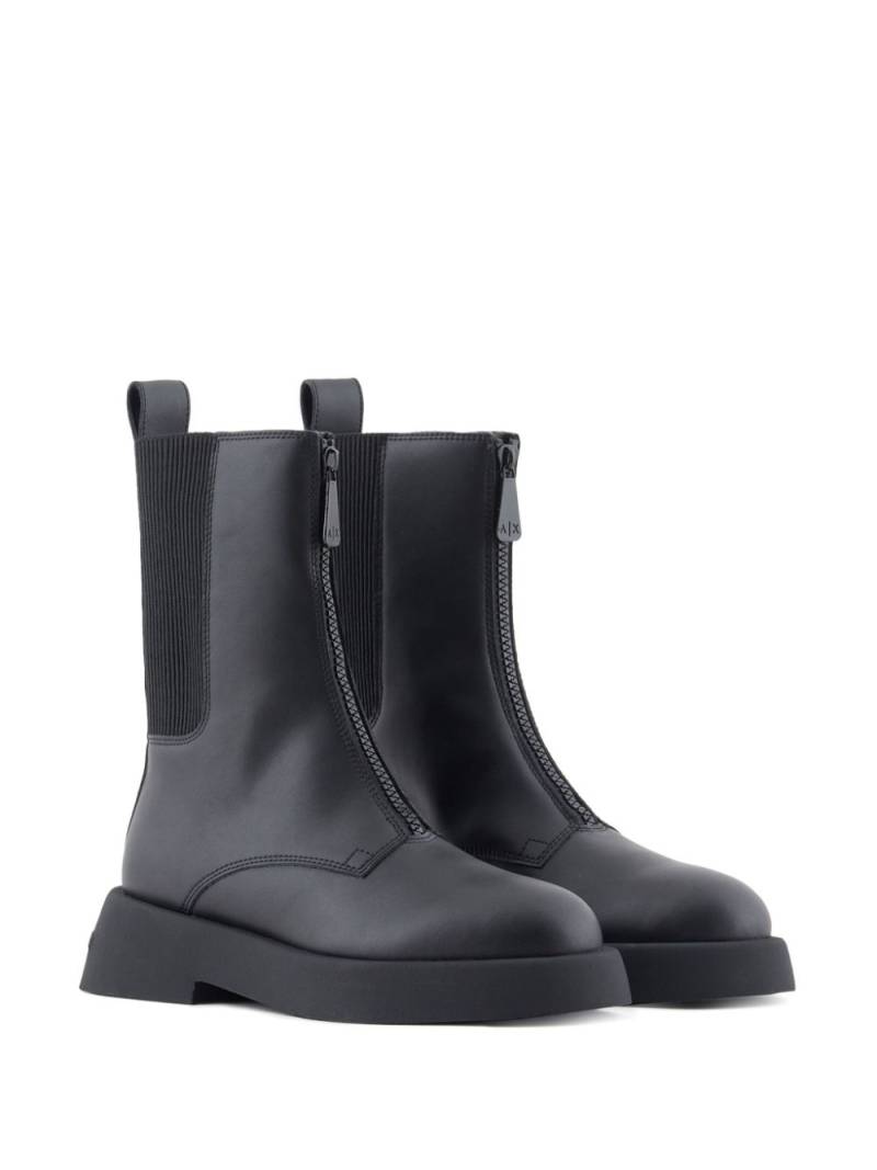 Armani Exchange leather boots - Black von Armani Exchange