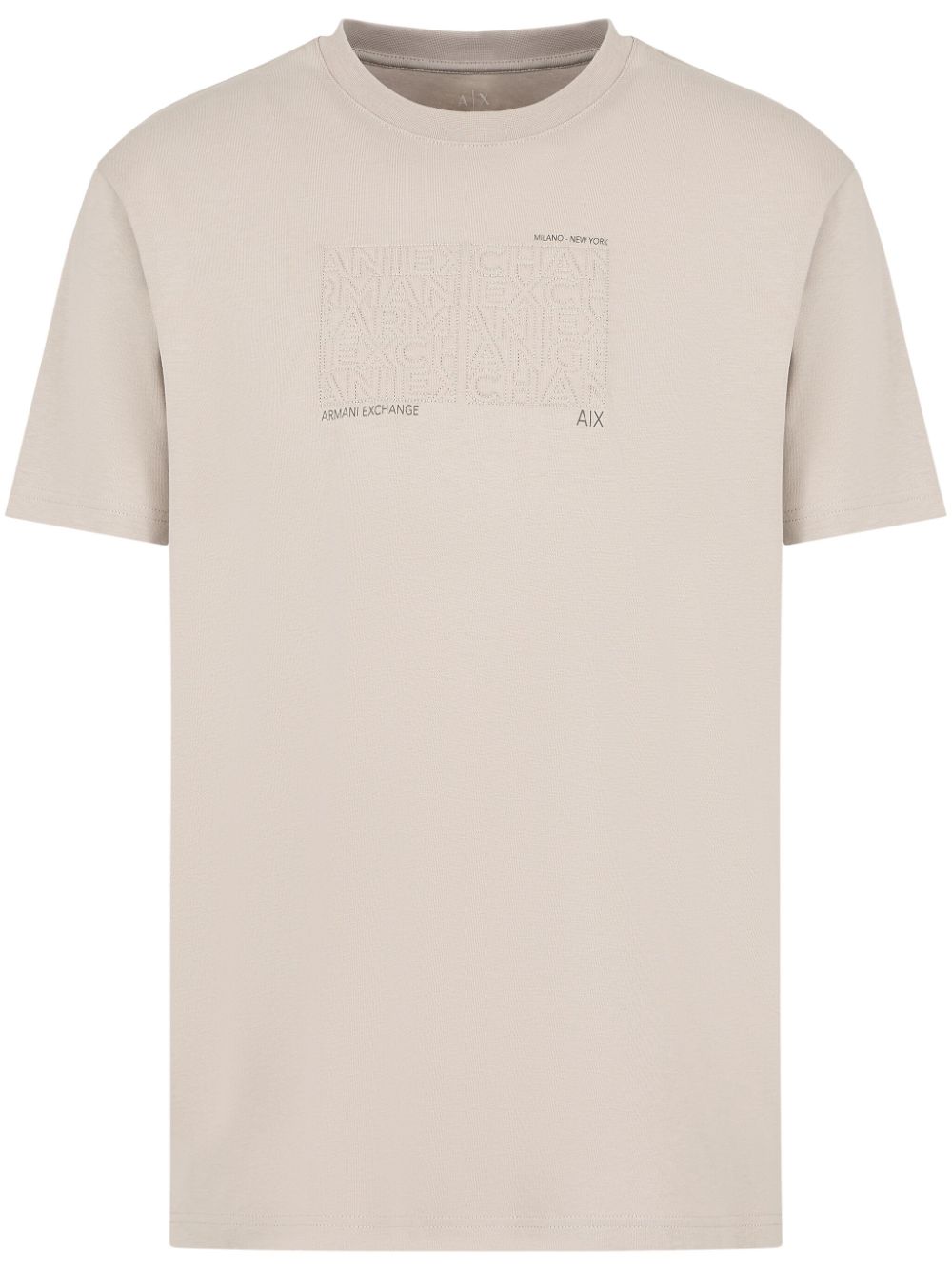 Armani Exchange logo-embroidered T-shirt - Neutrals von Armani Exchange