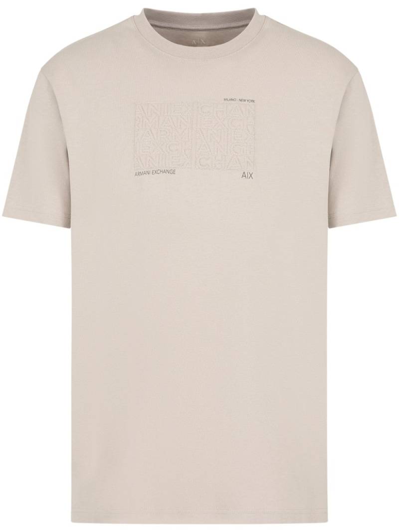 Armani Exchange logo-embroidered T-shirt - Neutrals von Armani Exchange