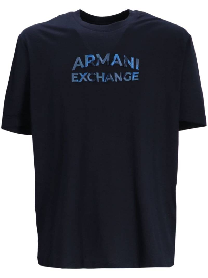 Armani Exchange logo-embroidered cotton T-shirt - Blue von Armani Exchange