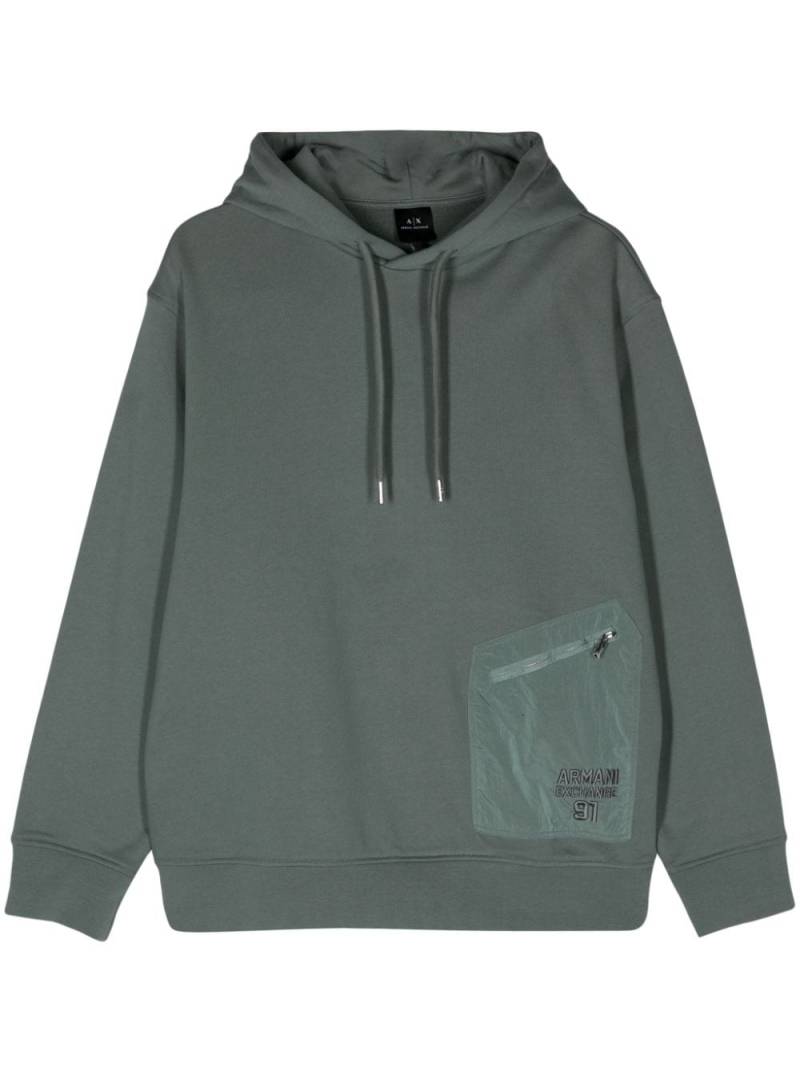 Armani Exchange logo-embroidered cotton hoodie - Green von Armani Exchange