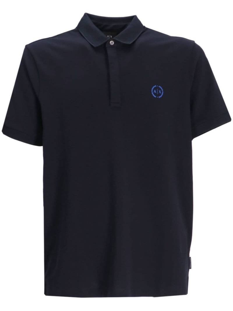 Armani Exchange logo-embroidered cotton polo shirt - Blue von Armani Exchange