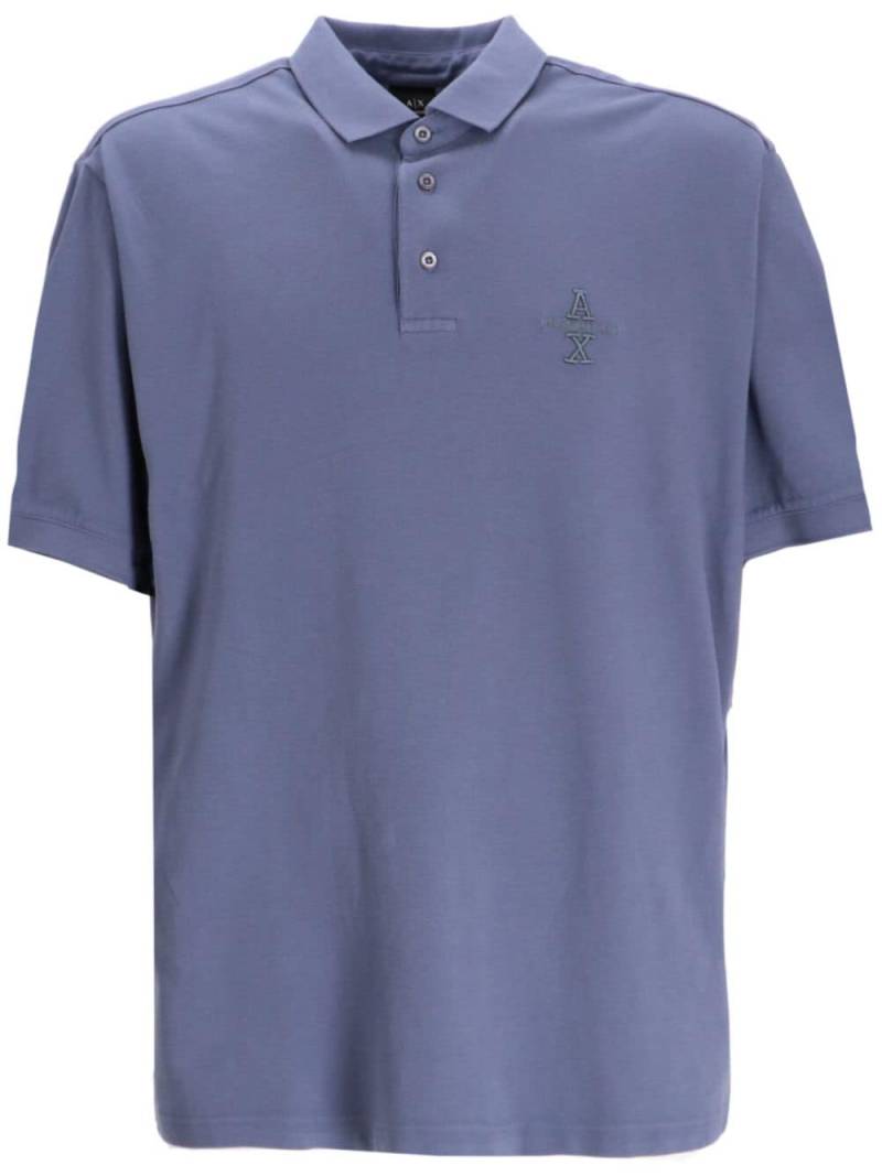 Armani Exchange logo-embroidered cotton polo shirt - Blue von Armani Exchange