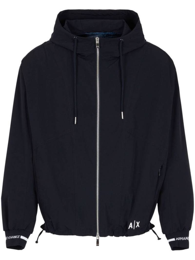 Armani Exchange logo-embroidered hooded jacket - Black von Armani Exchange