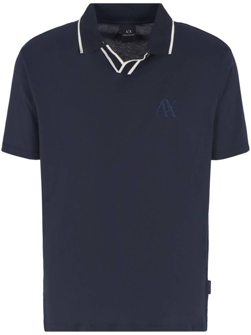 Armani Exchange logo-embroidered polo shirt - Blue von Armani Exchange