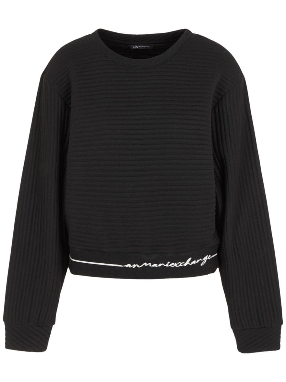 Armani Exchange logo-embroidered ribbed sweatshirt - Black von Armani Exchange