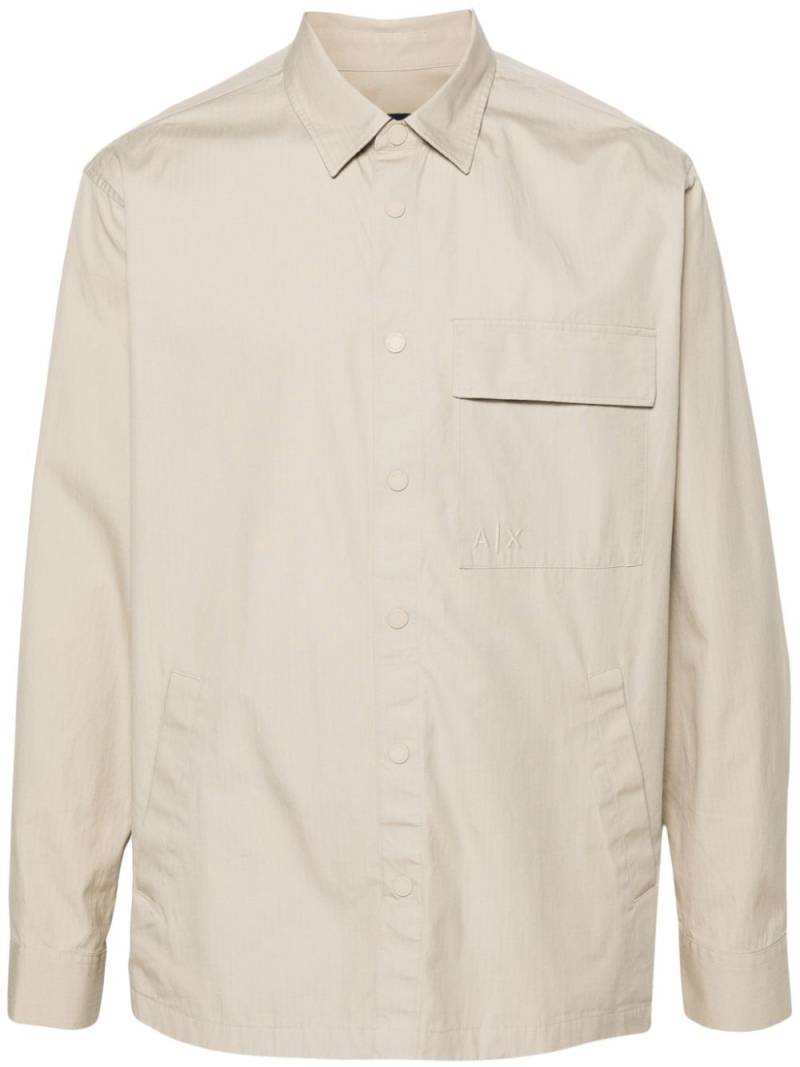 Armani Exchange logo-embroidered ripstop shirt - Neutrals von Armani Exchange