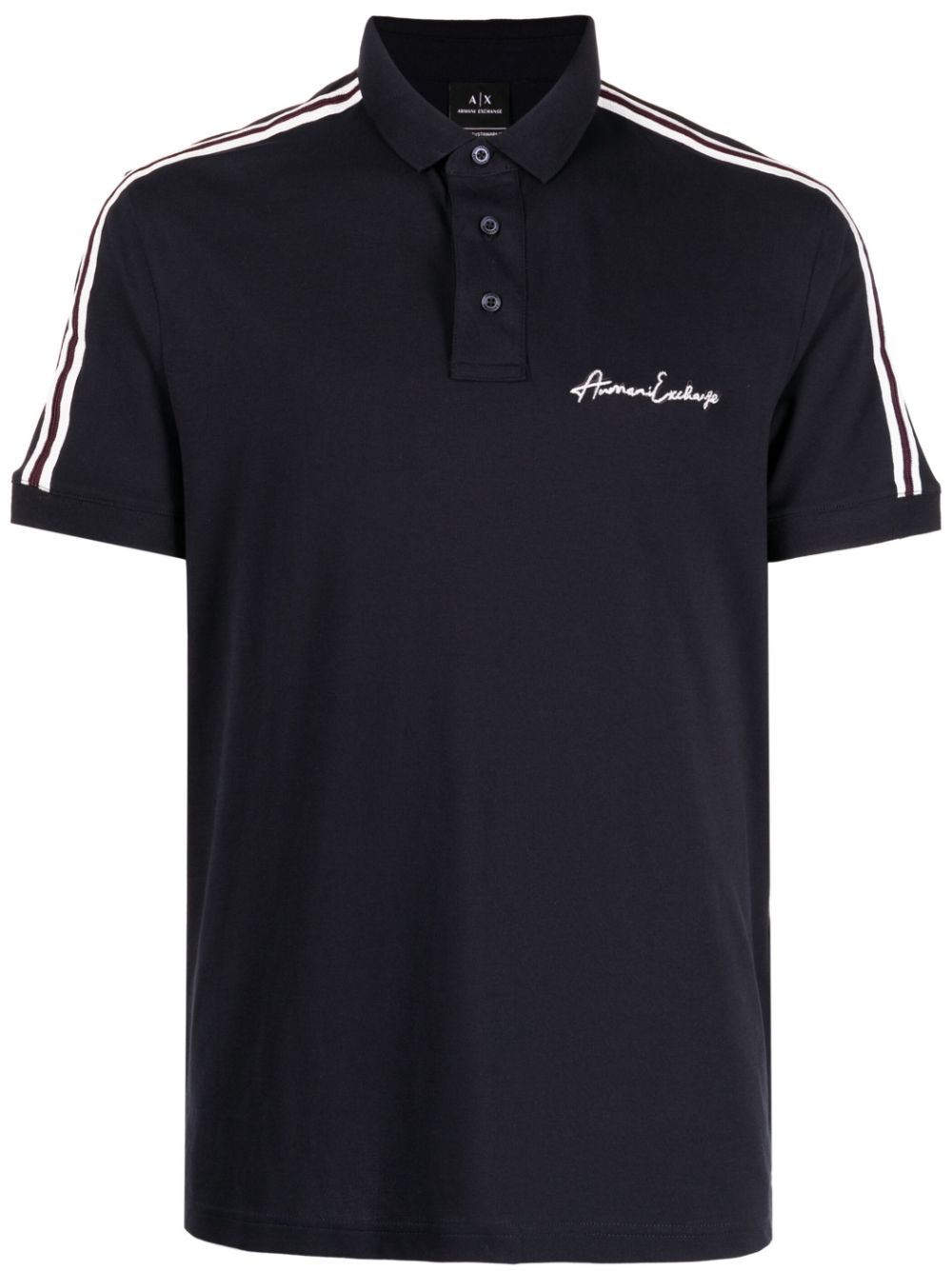 Armani Exchange logo-embroidered striped polo shirt - Blue von Armani Exchange