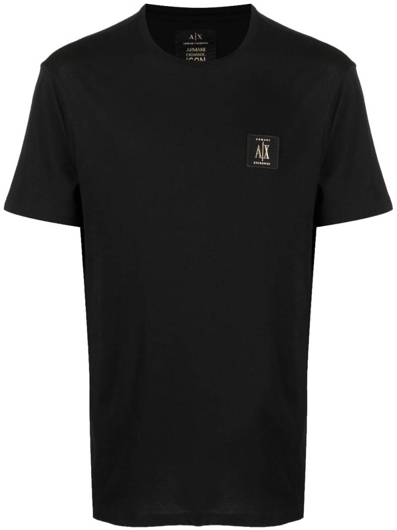 Armani Exchange logo-patch short-sleeve cotton T-shirt - Black von Armani Exchange