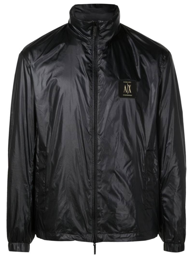 Armani Exchange logo-patch zip-up windbreaker - Black von Armani Exchange