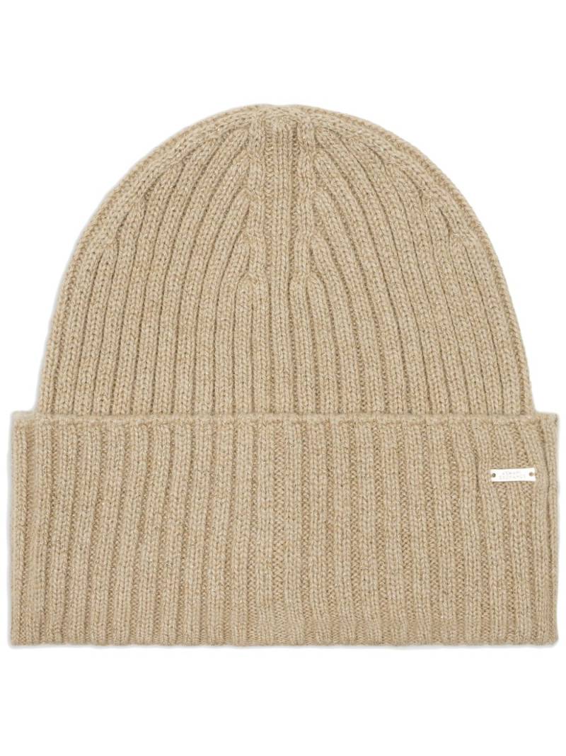 Armani Exchange logo-plaque beanie hat - Neutrals von Armani Exchange