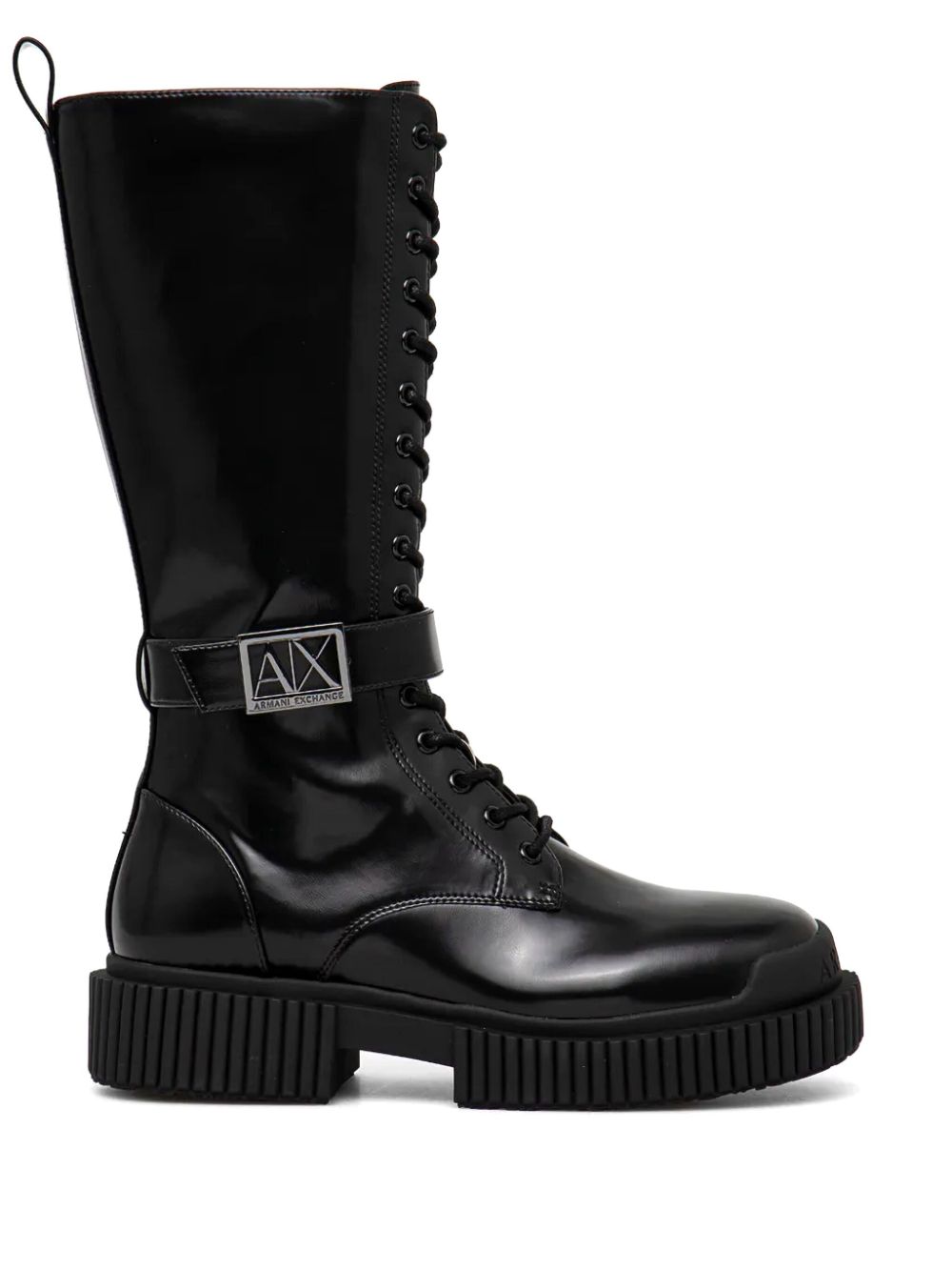 Armani Exchange logo-plaque lace-up boots - Black von Armani Exchange