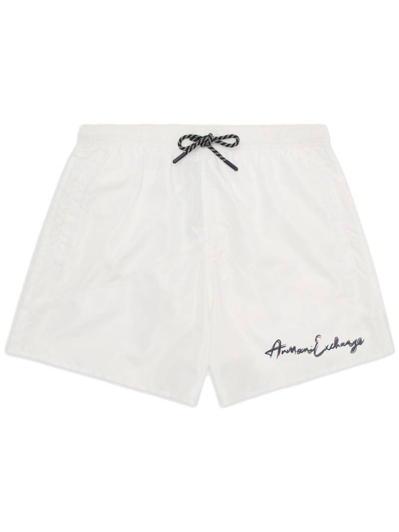 Armani Exchange logo-print swim shorts - White von Armani Exchange