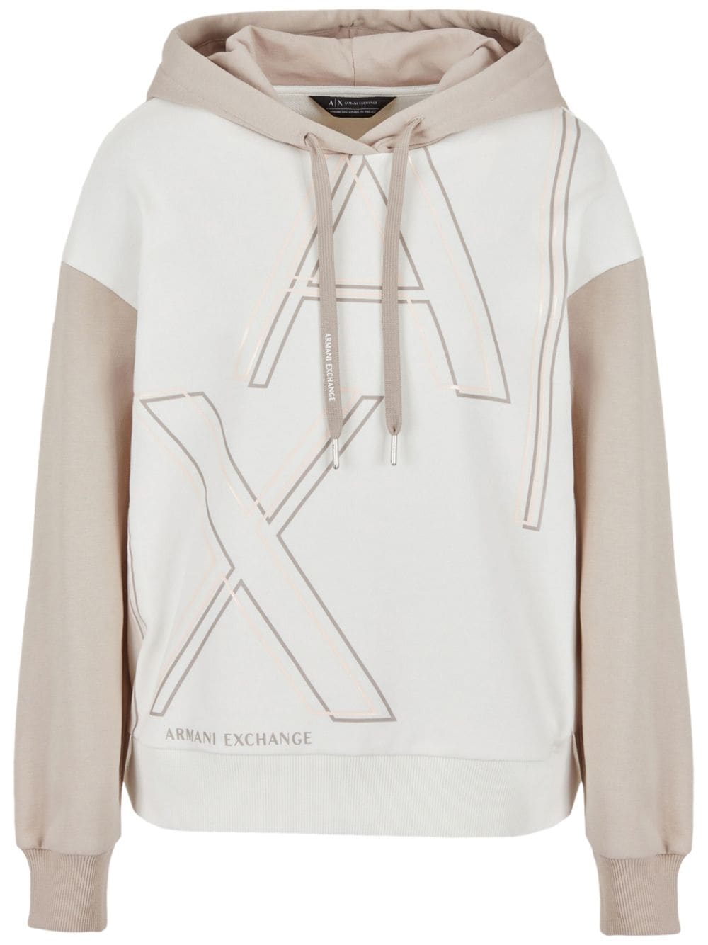 Armani Exchange logo-print two-tone fleece hoodie - Neutrals von Armani Exchange