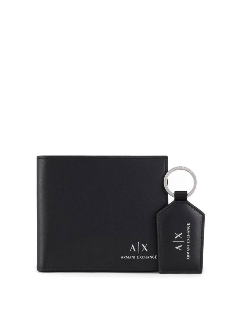 Armani Exchange logo-stamp wallet & keyring set - Black von Armani Exchange