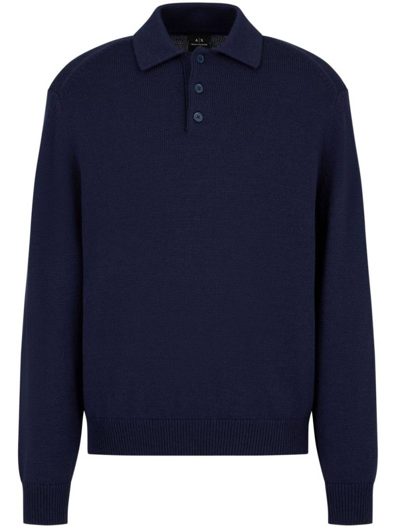 Armani Exchange long-sleeve polo shirt - Blue von Armani Exchange