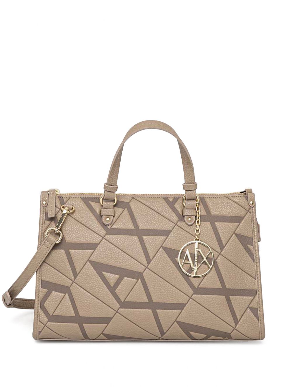 Armani Exchange medium logo-embossed print two-way handbag - Neutrals von Armani Exchange