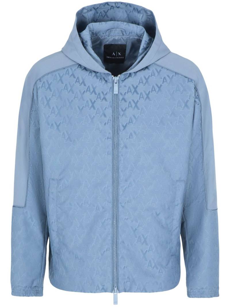 Armani Exchange monogram-jacquard hooded jacket - Blue von Armani Exchange