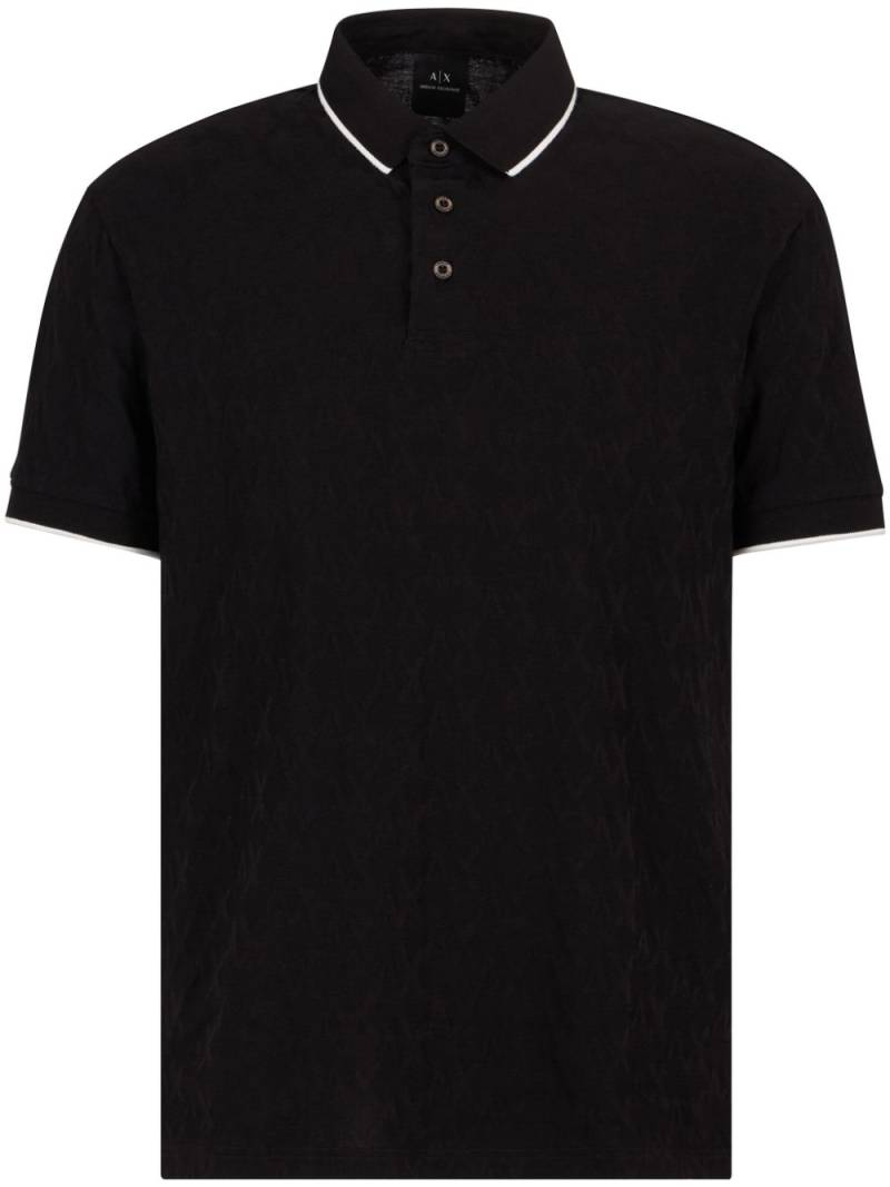 Armani Exchange monogram-jacquard polo shirt - Black von Armani Exchange