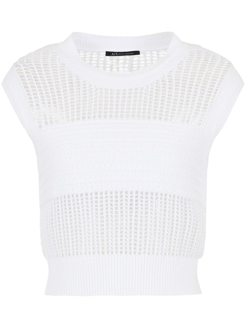 Armani Exchange panelled crochet-knit cropped top - White von Armani Exchange