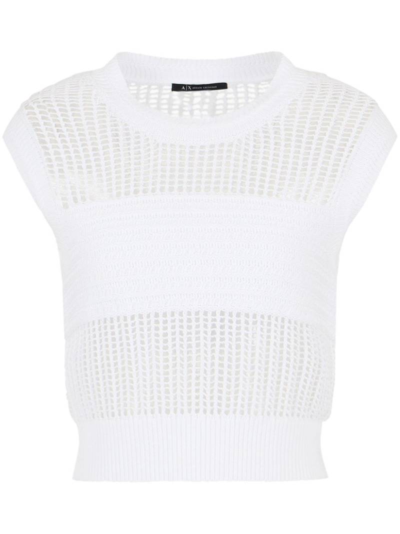 Armani Exchange panelled crochet-knit cropped top - White von Armani Exchange