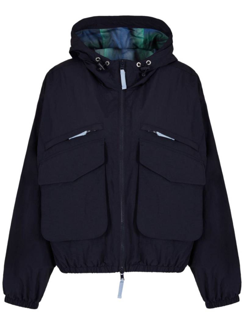 Armani Exchange panelled hooded cropped jacket - Blue von Armani Exchange