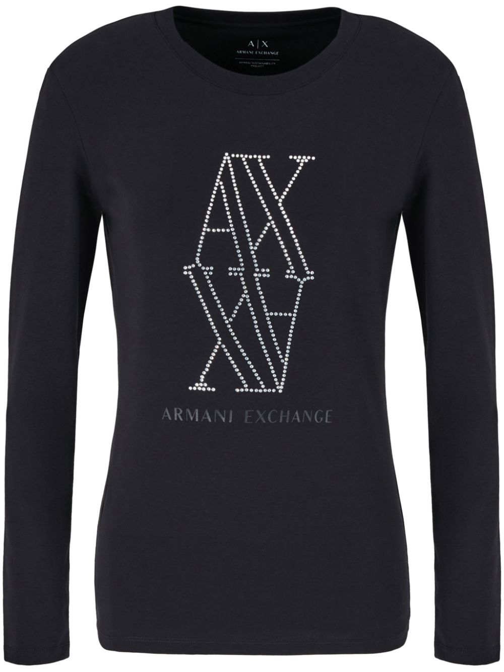 Armani Exchange rhinestone-embellished logo t-shirt - Black von Armani Exchange