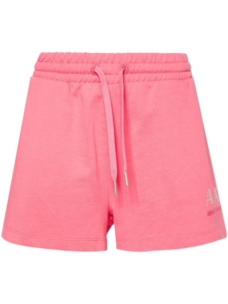 Armani Exchange rhinestone-logo cotton shorts - Pink von Armani Exchange