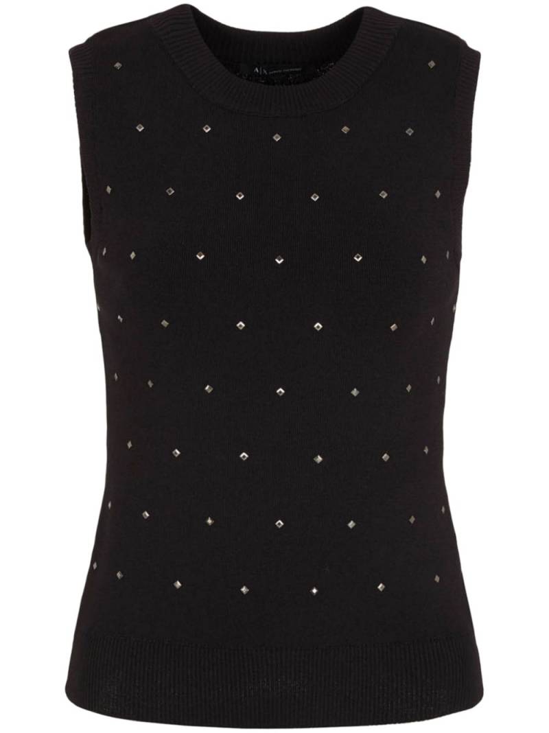 Armani Exchange stud-detailing fine-ribbed vest - Black von Armani Exchange