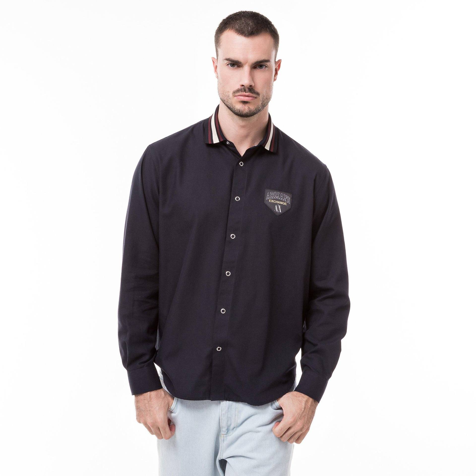 Armani Exchange - Hemd, kurzarm, für Herren, Marine, Größe L von Armani Exchange